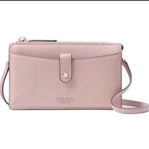 Kate Spade Leather Jackson Small Tab Crossbody Light Pink Blush Clutch Bag